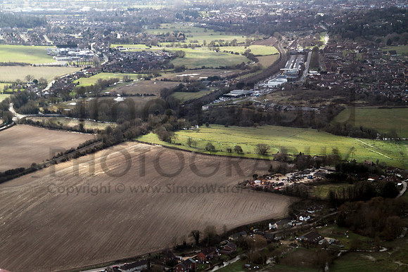 Looking south towards Salisbury.  Ford in foreground. London Rd Park & Ride in the distance.